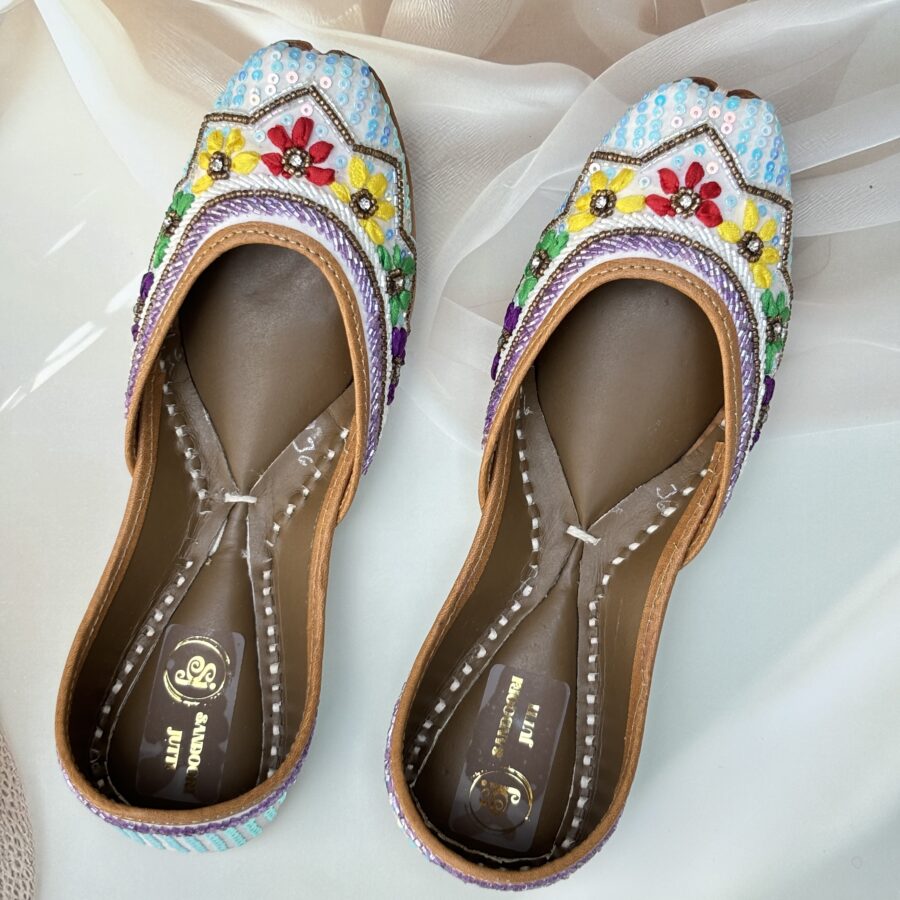 multi coloured hand work jutti for women girls and ladies, handwork jutti, pure leather jutti,