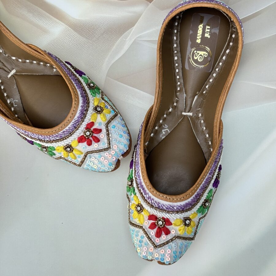 multi coloured hand work jutti for women girls and ladies, handwork jutti, pure leather jutti,