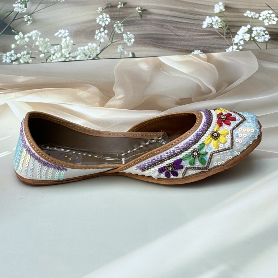 multi coloured hand work jutti for women girls and ladies, handwork jutti, pure leather jutti,