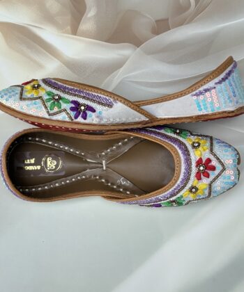 multi coloured hand work jutti for women girls and ladies, handwork jutti, pure leather jutti,