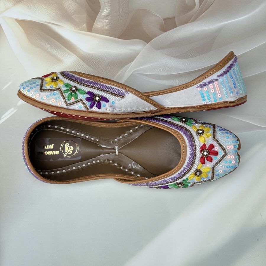 multi coloured hand work jutti for women girls and ladies, handwork jutti, pure leather jutti,