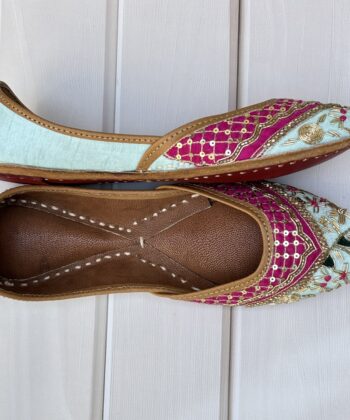 blue magenta jutti for women girls and ladies, handwork jutti, leather jutti, zardosi work matching jutti, patch work jutti,