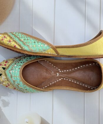 yellow jutti for women girls and ladies, handwork jutti, pure leather jutti, mirror work matching jutti, sea green jutti, sunlit serenity jutti, patchwork jutti