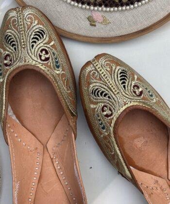 Camel Leather Brown Jutti for Women