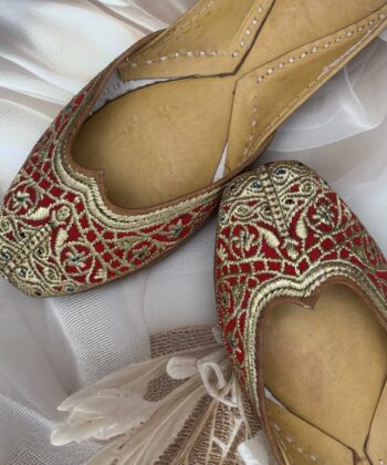 Tilla Phulkari- Red Velvet Jutti for Women