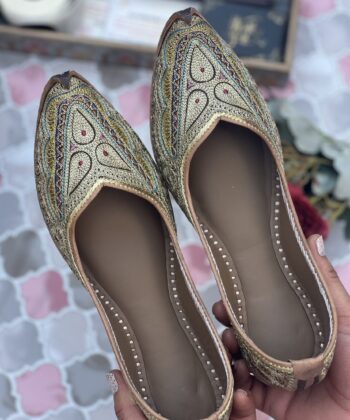 Light Golden Tilla Biba Jutti with Tiny Noke Abstract pattern