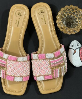 Pink Hand Embroidered Sliders