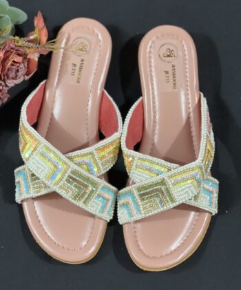Multi colour Cross Kohlapuri Chappal