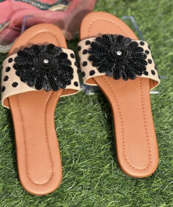 Black Flower Sliders for women