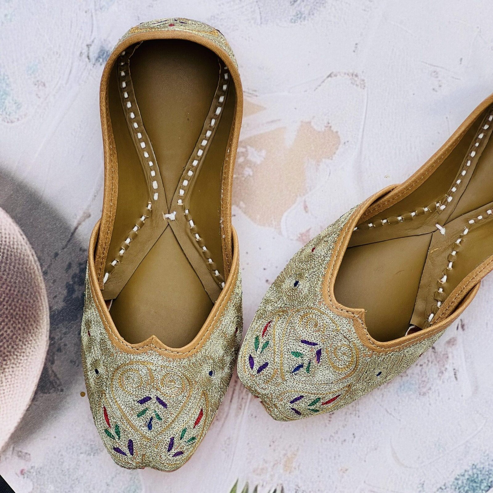 IMG_7973 golden tilleydaar pure leather punjabi jutti for women