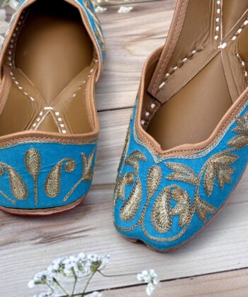 turqoise jutti for ladies, firozy punjabi jutti, phirozy colour jutti for women