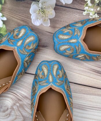 turqoise jutti for ladies, firozy punjabi jutti, phirozy colour jutti for women