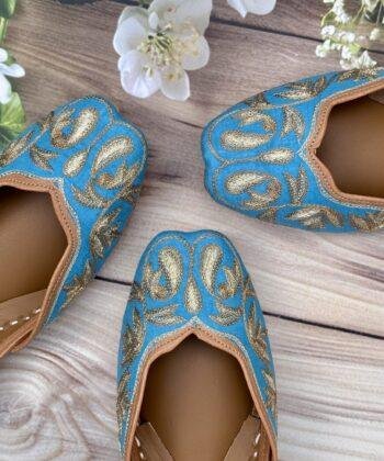 turqoise jutti for ladies, firozy punjabi jutti, phirozy colour jutti for women