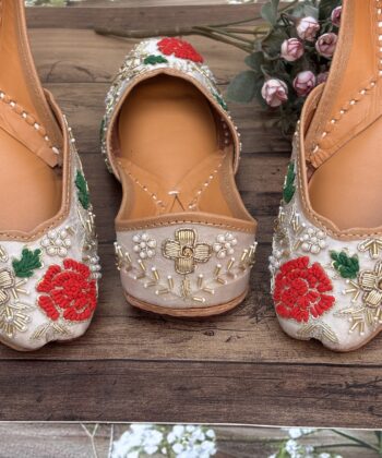 Silver Grey Jutti, golden zardosi work jutti, red rose jutis for girls, punjabi jutti for women