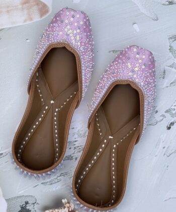 pink jutti, pearl work jutti, baby pink jutis for girls, punjabi jutti for women