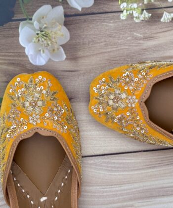 Mustard Yellow Jutti for Haldi and sangeet outfits for indian weddings