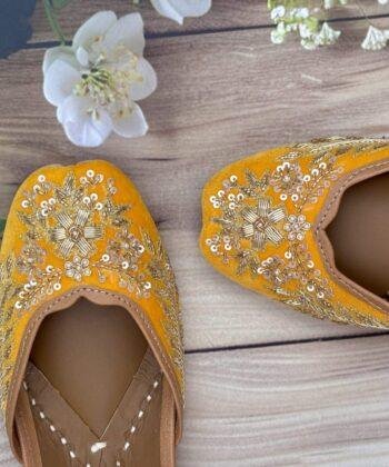 Mustard Yellow Jutti for Haldi and sangeet outfits for indian weddings