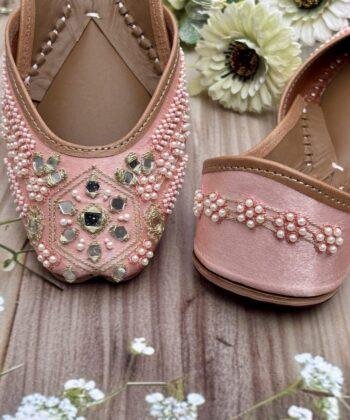 Peach Pink hand work Jutti