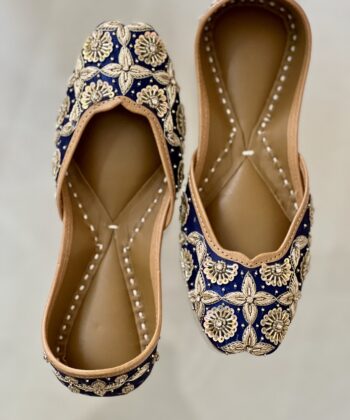 Sapphire Steps Jutti for Ladies, blue golden zardosi jutti for women