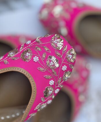 Rani Pink hand embroidered jutti for ladies