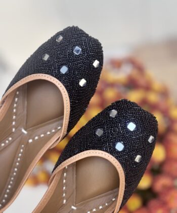 All black jutti with mirror handwork Punjabi jutti for women