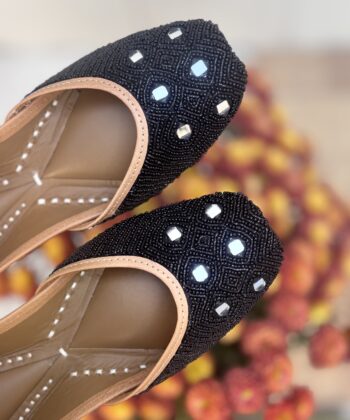 All black jutti with mirror handwork Punjabi jutti for women