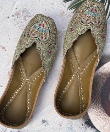 multicoloured golden tilla jutti copper shade jooti, women juti