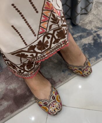 multi colour cutwork phulkari jutti for ladies