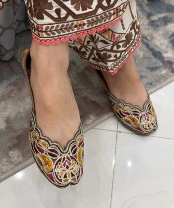 multi colour cutwork phulkari jooti for ladies