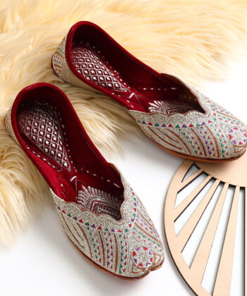 Multicolour Light Golden Zari Jutti