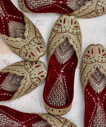 Multicolour Golden Zari Juttis by Sandoori Jutti