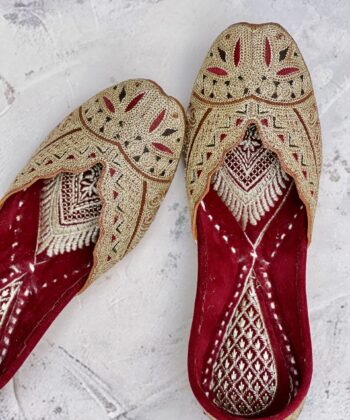 Multicolour Brown Zari Jutti