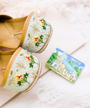 Gul-Bahar Jutti : Step into a Pastel Paradise green blue pastel jooti, juti, khussa, mojari, mojri, mojdi