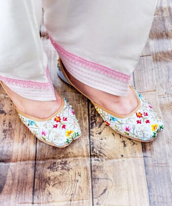 Gul-Bahar Jutti : Step into a Pastel Paradise green blue pastel jooti, juti, khussa, mojari, mojri, mojdi