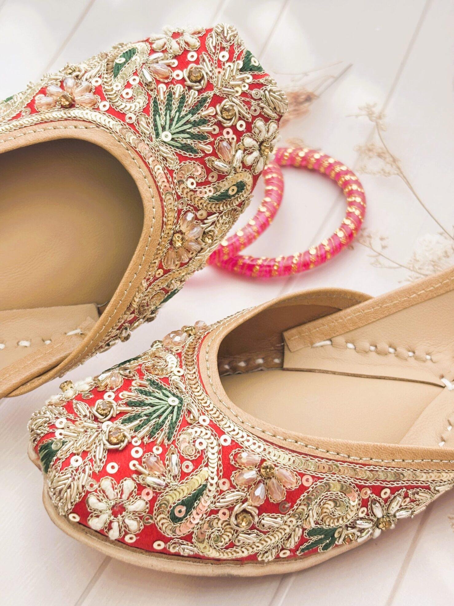IMG_1083 Jashn-E-Suhagan Juttis- Bridal Red Zardosi Work Punjabi Jootis