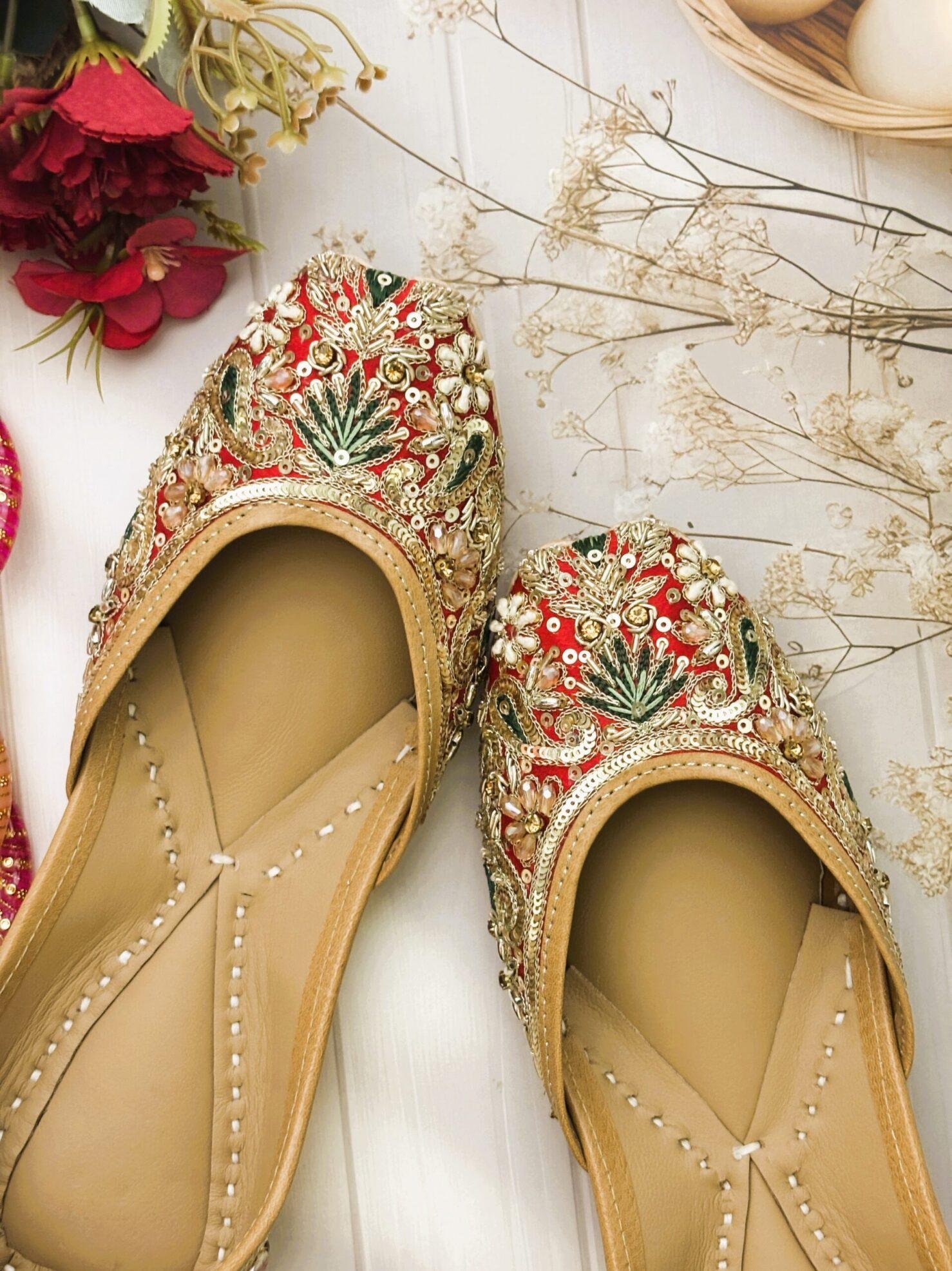 IMG_1087 Jashn-E-Suhagan Juttis- Bridal Red Zardosi Work Punjabi Jootis