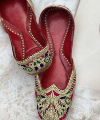 Zarq-barq multicoloured golden tilla kasoori jutti